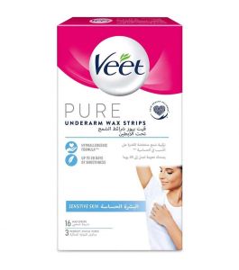 Veet Pure Strips Sensitive Skin Underarms 16S