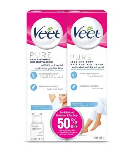 Veet Hair Removal Cream For Sensitive Skin With Aloe 150Plus50 Ml Free