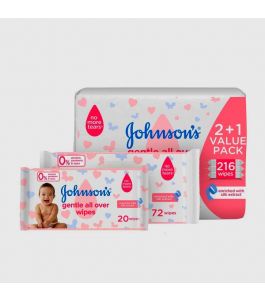 Johnson Gentle All Over Baby Wipes 72X3