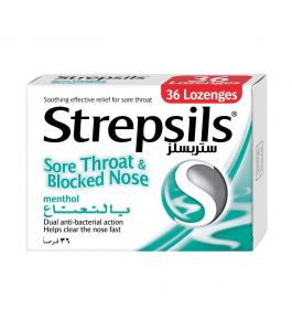 Strepsils Lozenges Sore Throat & Blocked Nose 36 Pcs