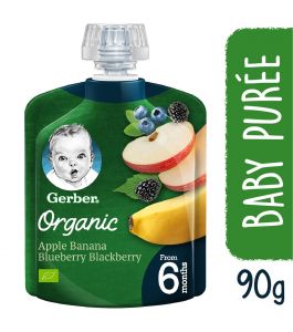 GERBER POUCH ORG APP BAN BERRY 90GM