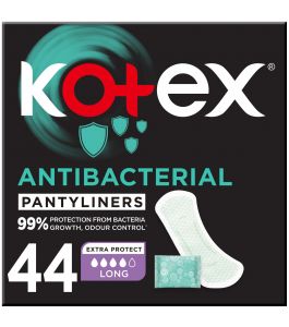 Kotex Antibacterial Panty Liners  99% Protection from Bacteria Growth  Long Size  44 Daily Panty Liners