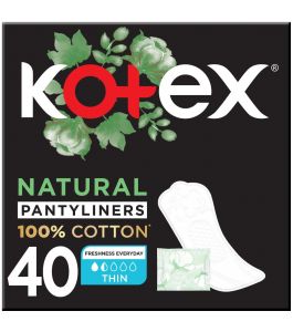 Kotex Natural Panty Liners  100% Cotton  Thin Size  40 Daily Panty Liners