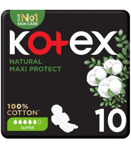 Kotex Natural Maxi Protect Thick Pads  100% Cotton Pad  Super Size with Wings  10 Sanitary Pads