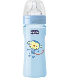 CHICCO BOTTLE WB COL PP BOY  250 MED SIL