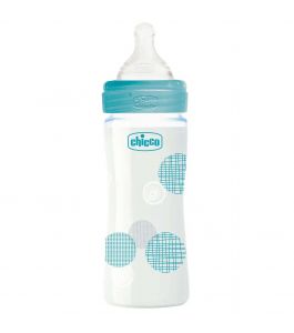 CHICCO BOTTLE WB GLASS BOY 240 SLOW SIL