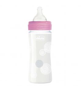 CHICCO BOTTLE WB GLASS GIRL 240 SLOW SIL