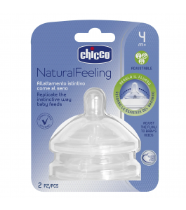 CHICCO TEAT NATURAL FEELING 4MPlusF ADJ 2PCS.   NEW
