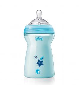 CHICCO NATURALFEELING FBOTTLE 6MPlus 330ML BLUE COL