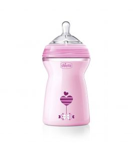 CHICCO NATURALFEELING FBPTTLE 6MPlus 330ML PINK COL